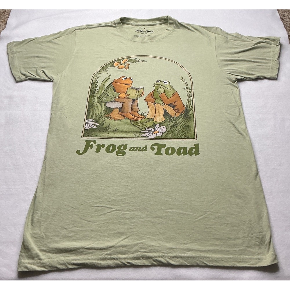 Frog and Toad Together Graphic T-Shirt Sage Green Large Arnold Lobel Book Tee